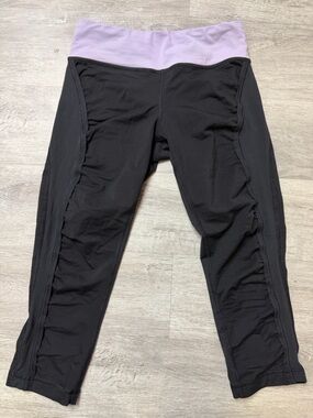 lululemon athletica Black Capri Leggings with Lavender Waistband